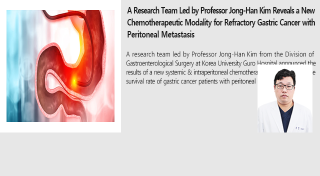 A Research Team Led by Professor Jong-Han Kim Reveals a New Chemotherapeutic Modality for Refractory Gastric Cancer with Peritoneal Metastasis